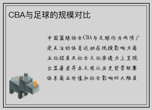 CBA与足球的规模对比